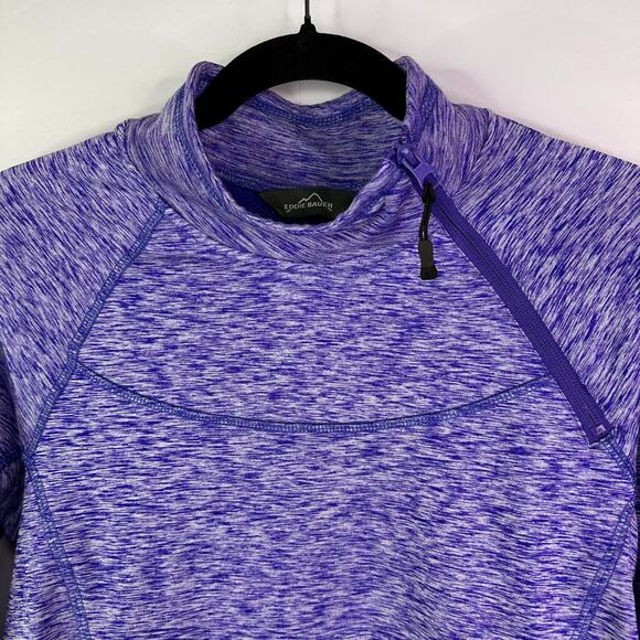 Eddie Bauer Running Sweatshirt Women medium Mock Neck 1/4 Zip Purple Pullover - Picture 3 of 7
